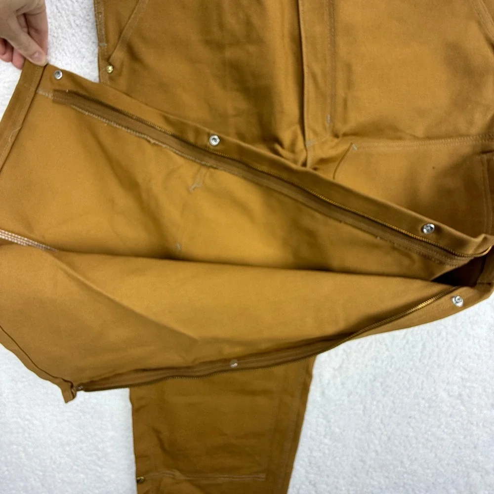 Carhartt Duck Bib Overalls Mens 38x32 R37 BRN Brown Double Knee‎ Zip Thigh NWT
